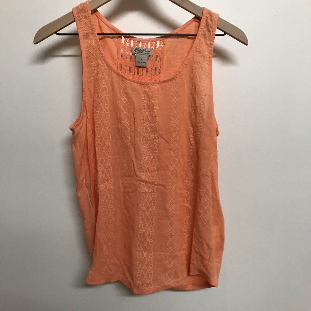 Lucky Brand Peach Crochet-Detail Tank Top